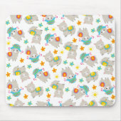 ラマの模様、かわいいラマ、アルパカ、花 マウスパッド (正面)