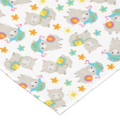 ラマの模様、かわいいラマ、アルパカ、花 ミディアムテーブルランナー (コーナー)