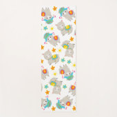 ラマの模様、かわいいラマ、アルパカ、花 ヨガマット (正面)