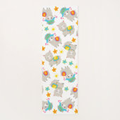 ラマの模様、かわいいラマ、アルパカ、花 ヨガマット (裏面)