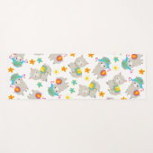 ラマの模様、かわいいラマ、アルパカ、花 ヨガマット (正面(横))