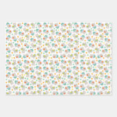 ラマの模様、かわいいラマ、アルパカ、花 ラッピングペーパーシート (正面3)