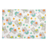 ラマの模様、かわいいラマ、アルパカ、花 枕カバー (裏面)