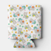 ラマの模様、かわいいラマ、アルパカ、花 缶クーラー (裏面)