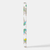 ラマの模様、かわいいラマ、アルパカ、花 iPhoneケース (右側面)