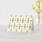 ラマの模様、可愛いラマ、アルパカ、サボテン カード (黄色い花)