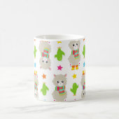 ラマの模様、可愛いラマ、アルパカ、サボテン コーヒーマグカップ (中央)