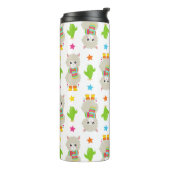 ラマの模様、可愛いラマ、アルパカ、サボテン タンブラー (回転左)