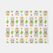 ラマの模様、可愛いラマ、アルパカ、サボテン ドアマット (正面)