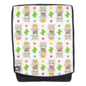 ラマの模様、可愛いラマ、アルパカ、サボテン バックパック (正面)