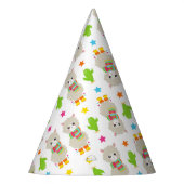 ラマの模様、可愛いラマ、アルパカ、サボテン パーティーハット (左)