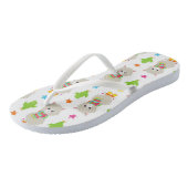 ラマの模様、可愛いラマ、アルパカ、サボテン ビーチサンダル (アングル)