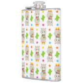 ラマの模様、可愛いラマ、アルパカ、サボテン フラスク (左)