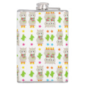 ラマの模様、可愛いラマ、アルパカ、サボテン フラスク (裏面)