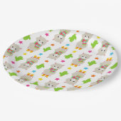 ラマの模様、可愛いラマ、アルパカ、サボテン ペーパープレート (アングル)