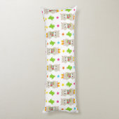 ラマの模様、可愛いラマ、アルパカ、サボテン ボディピロー (裏面 (縦))