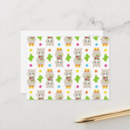 ラマの模様、可愛いラマ、アルパカ、サボテン ポストカード