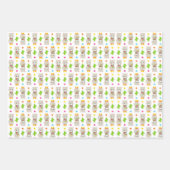 ラマの模様、可愛いラマ、アルパカ、サボテン ラッピングペーパーシート (正面)