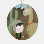 ラマの歩行者 セラミックオーナメント (左)