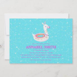 ラマの浮遊物の誕生日のプールを囲んでのパーティ 招待状