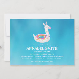 ラマの浮遊物の誕生日のプールを囲んでのパーティ 招待状