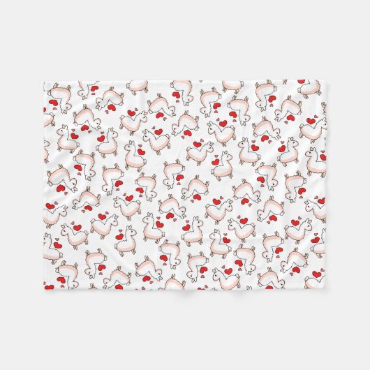 ラマの狂気 フリースブランケット (正面(横))