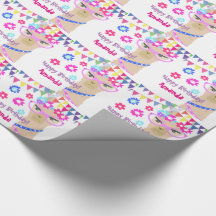 ラマの花型女性歌手のハッピーバースデーの包装紙