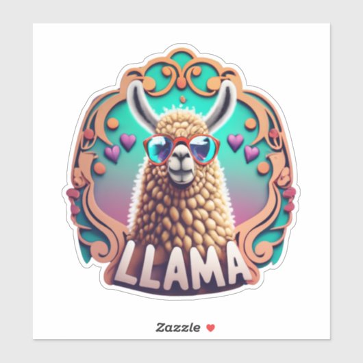 ラマの装飾ステッキと皮とスマイル! シール (シート)