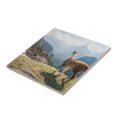ラマの見落としの台なし| Machu Picchu、ペルー タイル (側面)