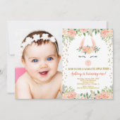 ラマの誕生会、花のかわいいラマの写真 招待状 (正面)