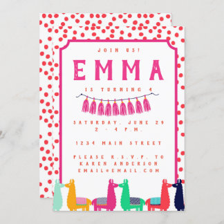 ラマの誕生日のパーティの招待状 招待状