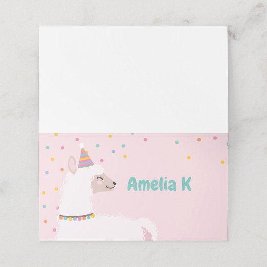 ラマの誕生日パーティー座席表 プレイスカード (外部開封)