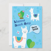 ラマの誕生日パーティー招待状をただひと言で 招待状 (正面)