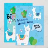 ラマの誕生日パーティー招待状をただひと言で 招待状 (正面/裏面)