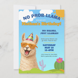 ラマの誕生日パーティー招待状, No Prob-Llama 招待状
