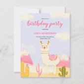 ラマの誕生日招待状 招待状 (正面)