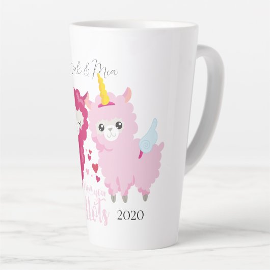 ラマの贈り物を愛しカスタマイズている カフェラテマグ (右アングル)