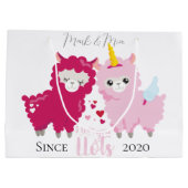 ラマの贈り物を愛しカスタマイズている ラージペーパーバッグ (裏面)