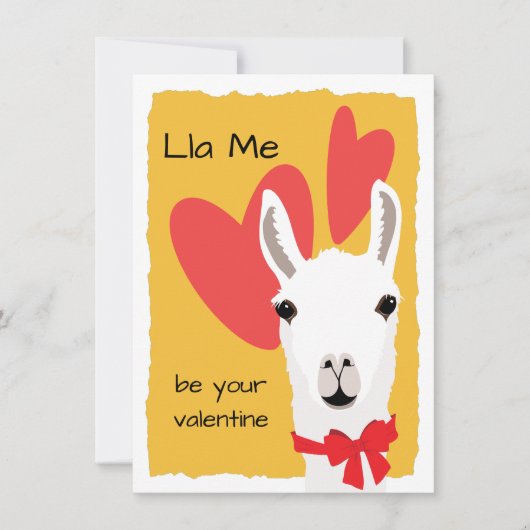 ラマの赤いハートのマスタード-Lla 私があなたのバレンタインになりましょう シーズンカード (正面)