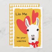 ラマの赤いハートのマスタード-Lla 私があなたのバレンタインになりましょう シーズンカード (正面/裏面)