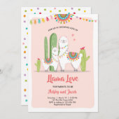 ラマの赤ちゃんシャワー招待ラマ・ラブフィエスタ 招待状 (正面/裏面)