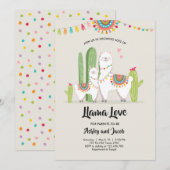 ラマの赤ちゃんシャワー招待ラマ・ラブフィエスタ 招待状 (正面/裏面)