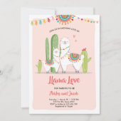 ラマの赤ちゃんシャワー招待ラマ・ラブフィエスタ 招待状 (正面)