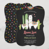 ラマの赤ちゃんシャワー招待ラマ・ラブフィエスタ 招待状 (正面/裏面)