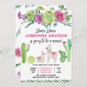 ラマの赤ちゃんシャワー 招待状 (正面/裏面)