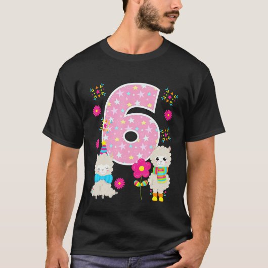 ラマの6歳の誕生日おめでとう ラマパーティー 幼児 Tシャツ (正面)