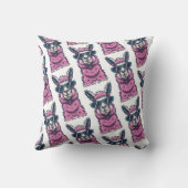 ラマはロックと言う |予測できなサングラスでポーズ クッション (裏面)