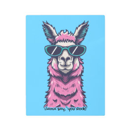 ラマはロックと言う |予測できなサングラスでポーズ メタルプリント