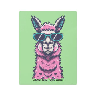 ラマはロックと言う |予測できなサングラスでポーズ メタルプリント