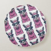 ラマはロックと言う |予測できなサングラスでポーズ ラウンドクッション (裏面)